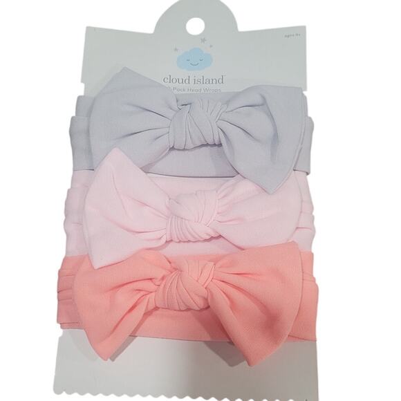 Cloud Island Baby Girls' 3pk Headwrap Blush Bow Set One Size Cotton Blend - Picture 1 of 3